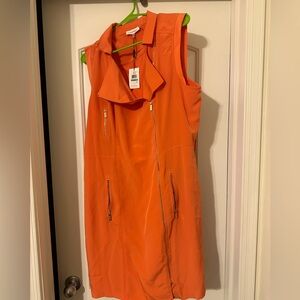 Calvin Klein sleeveless orange dress with pockets